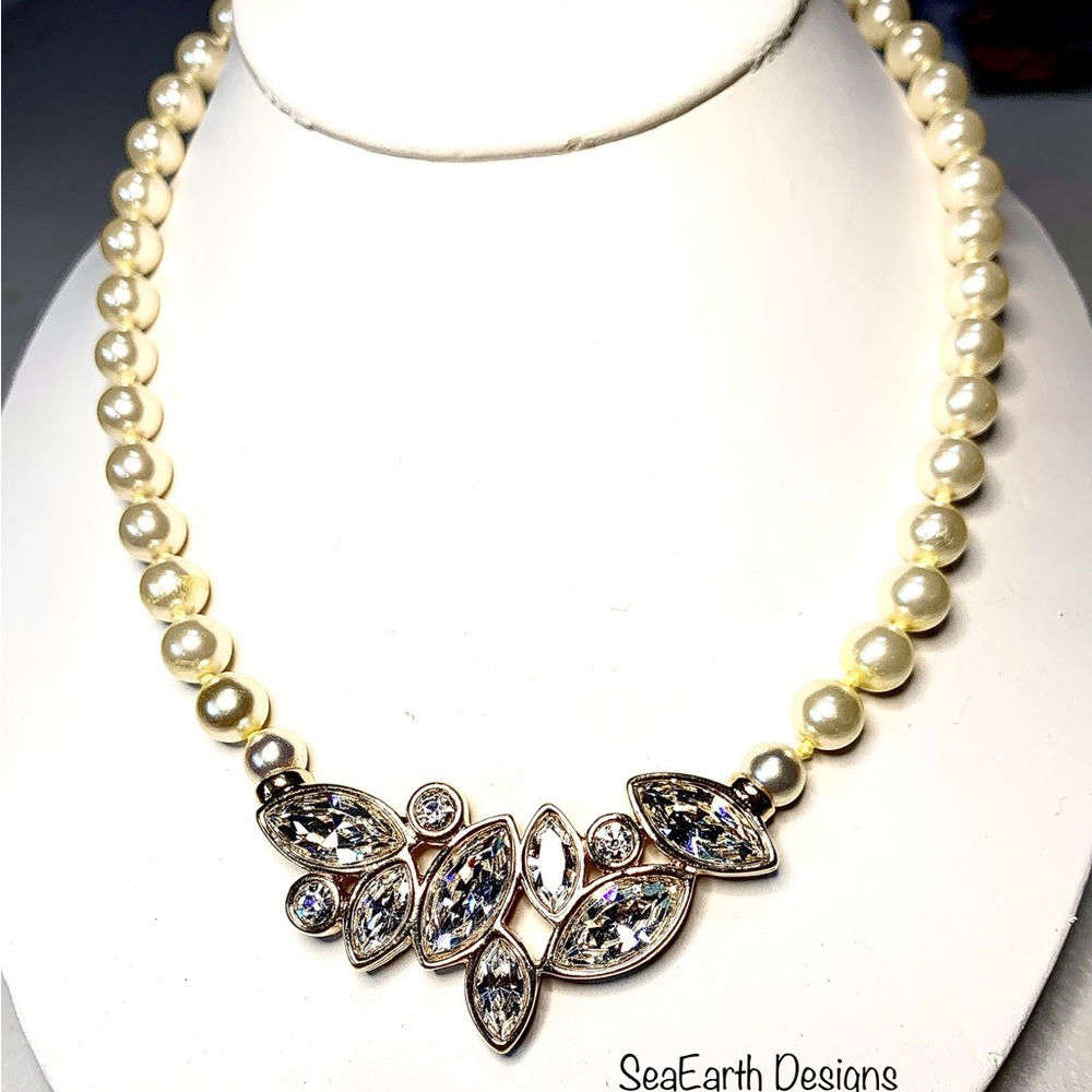 Vintage SAL signed Swarovski Crystal and Pearl necklace.